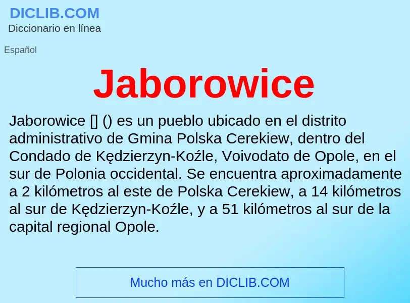 Qu'est-ce que Jaborowice - définition