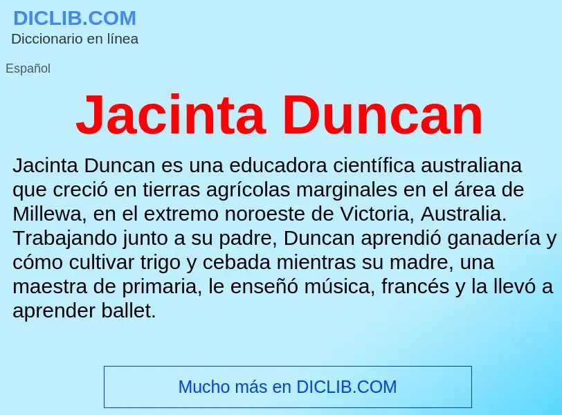 O que é Jacinta Duncan - definição, significado, conceito