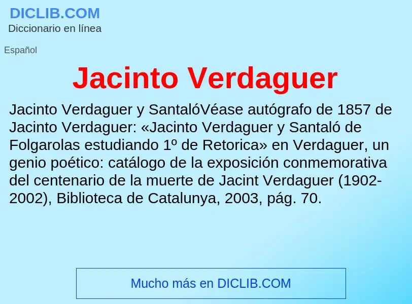 What is Jacinto Verdaguer - definition