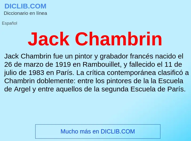 Τι είναι Jack Chambrin - ορισμός