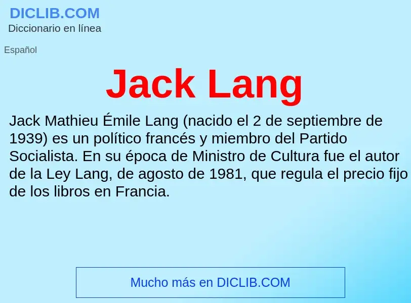 Τι είναι Jack Lang - ορισμός