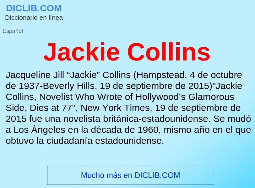 What is Jackie Collins - definition