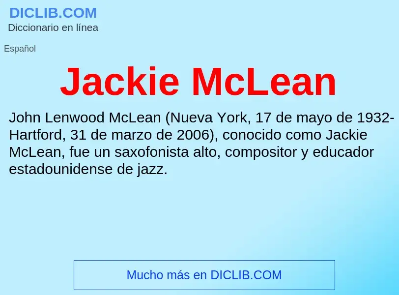 What is Jackie McLean - definition