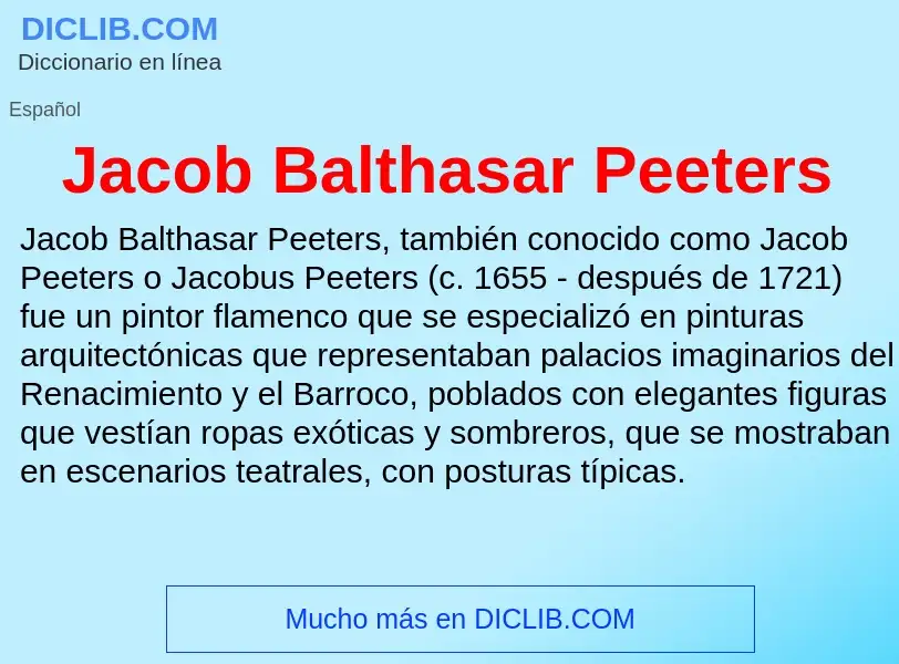 What is Jacob Balthasar Peeters - definition