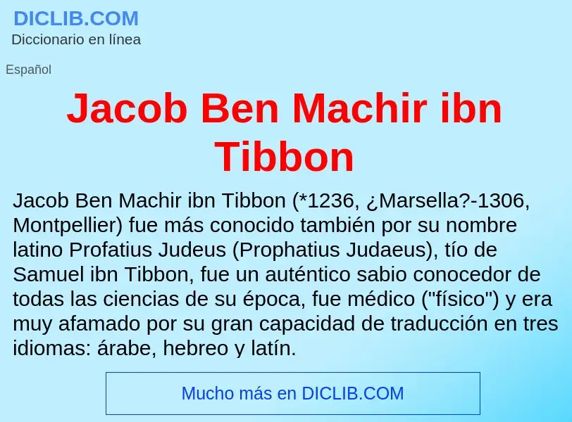 What is Jacob Ben Machir ibn Tibbon - definition