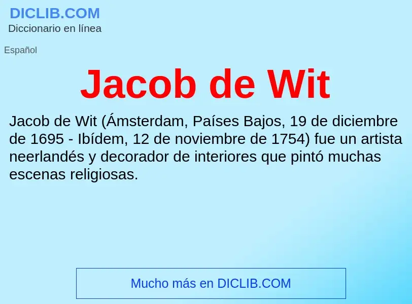 What is Jacob de Wit - definition