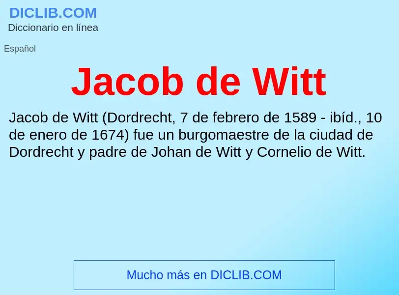 What is Jacob de Witt - definition