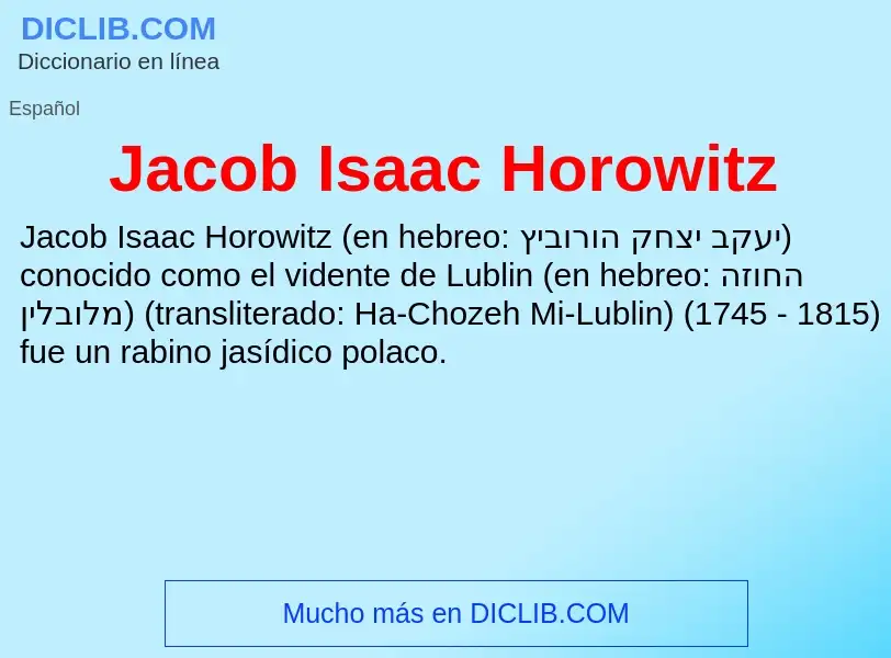 Τι είναι Jacob Isaac Horowitz - ορισμός