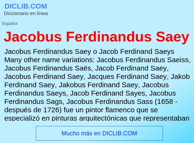 What is Jacobus Ferdinandus Saey - definition