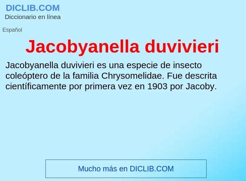 What is Jacobyanella duvivieri - definition