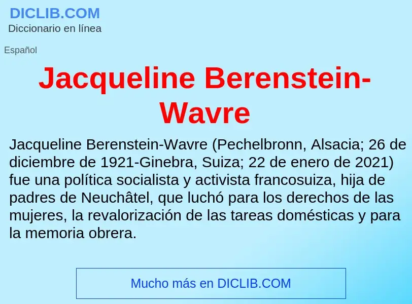 What is Jacqueline Berenstein-Wavre - definition