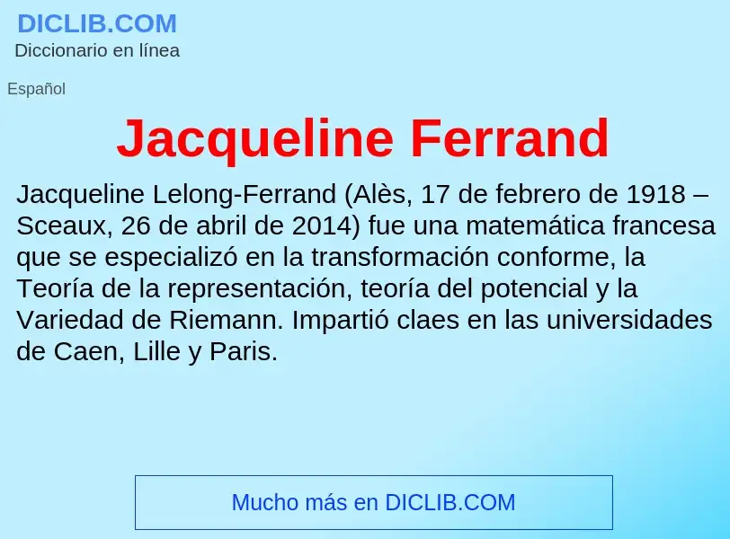 What is Jacqueline Ferrand - definition