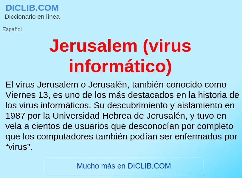 Τι είναι Jerusalem (virus informático) - ορισμός