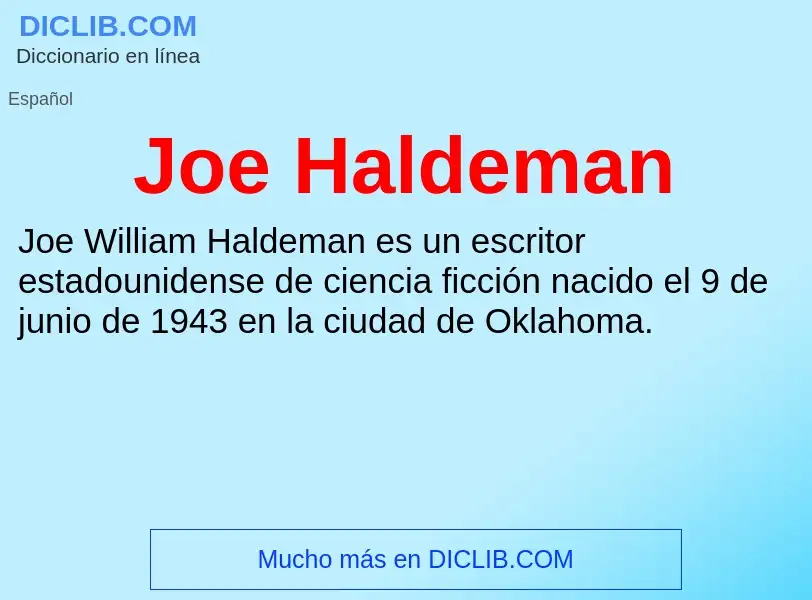 ¿Qué es Joe Haldeman? - significado y definición