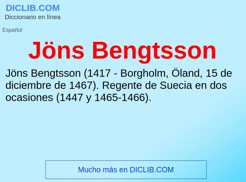 ¿Qué es Jöns Bengtsson? - significado y definición