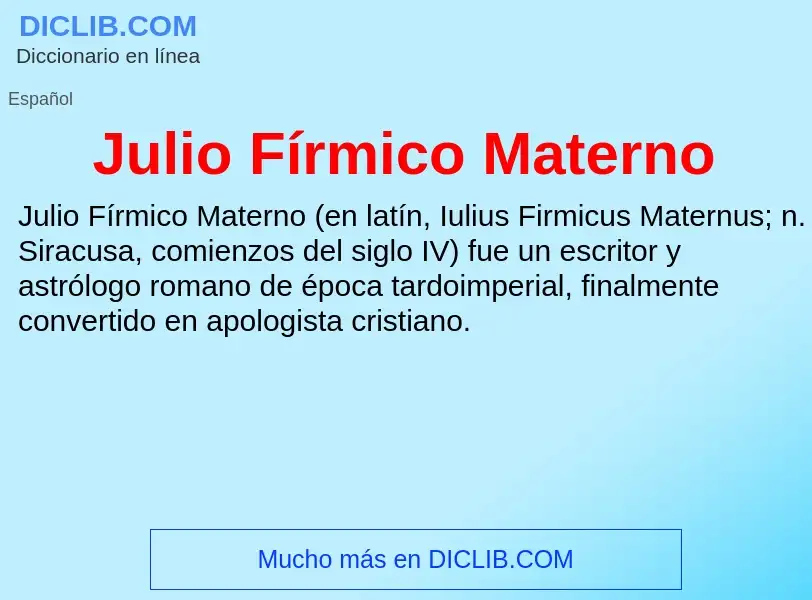 ¿Qué es Julio Fírmico Materno? - significado y definición