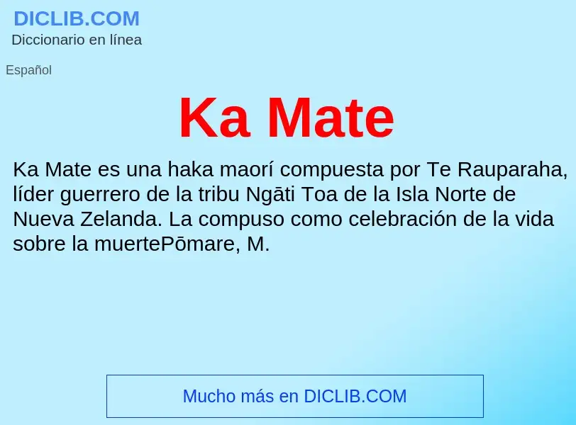 What is Ka Mate - definition