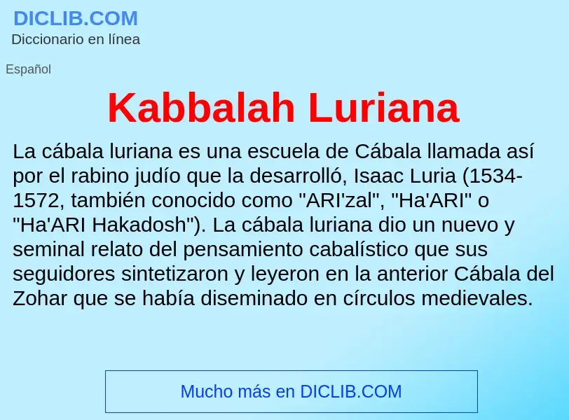 Qu'est-ce que Kabbalah Luriana - définition