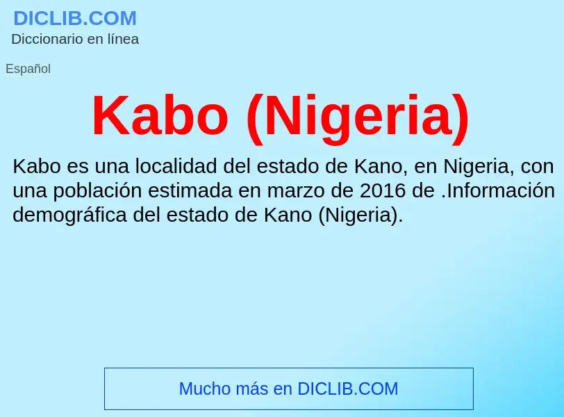 Wat is Kabo (Nigeria) - definition