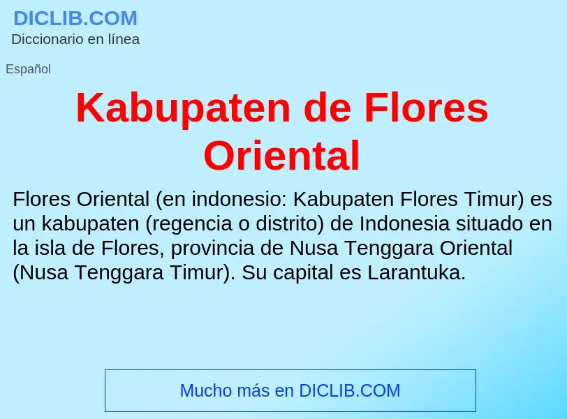 Что такое Kabupaten de Flores Oriental - определение