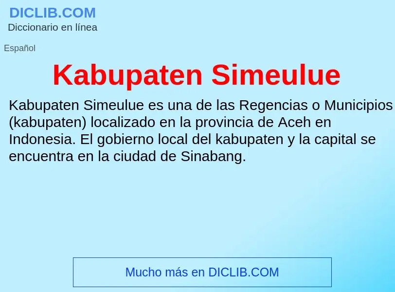 Qu'est-ce que Kabupaten Simeulue - définition