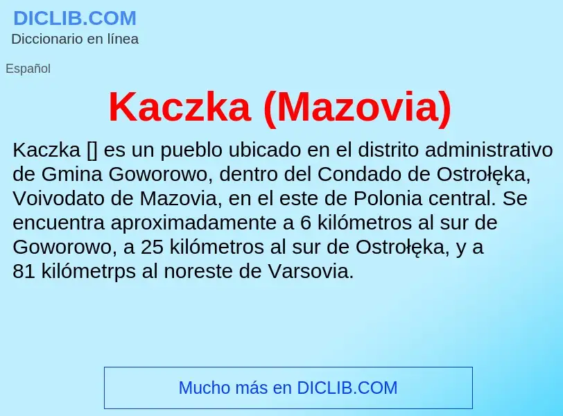 What is Kaczka (Mazovia) - definition