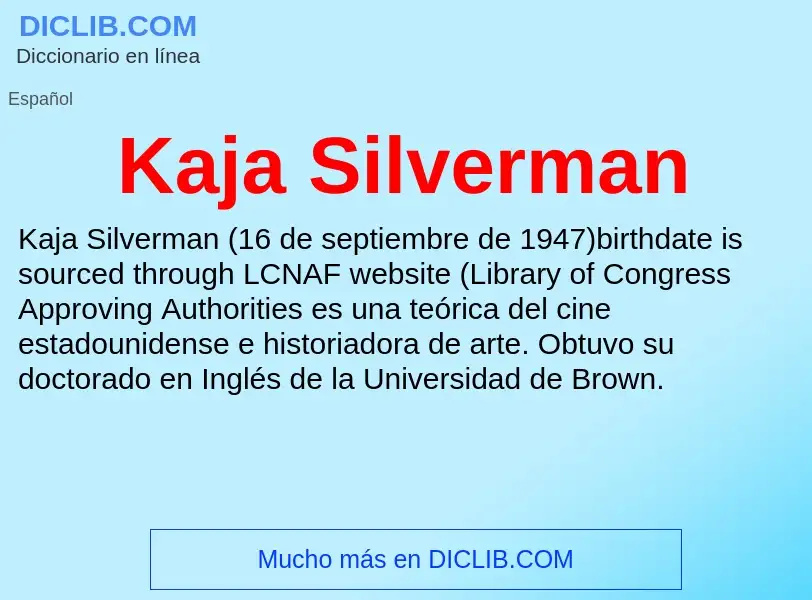 What is Kaja Silverman - definition