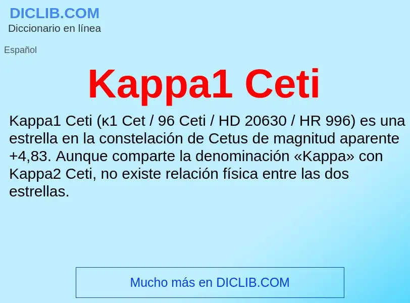 ¿Qué es Kappa1 Ceti? - significado y definición