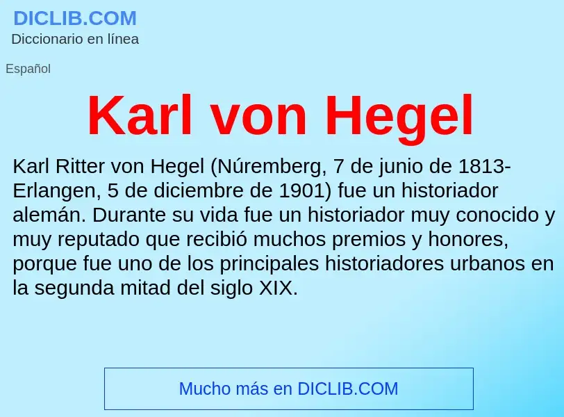 What is Karl von Hegel - meaning and definition