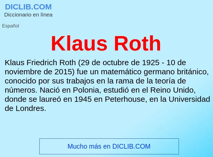 O que é Klaus Roth - definição, significado, conceito