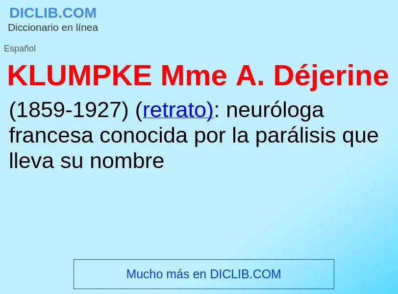 What is KLUMPKE Mme A. Déjerine - definition