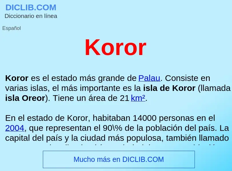 What is Koror  - definition