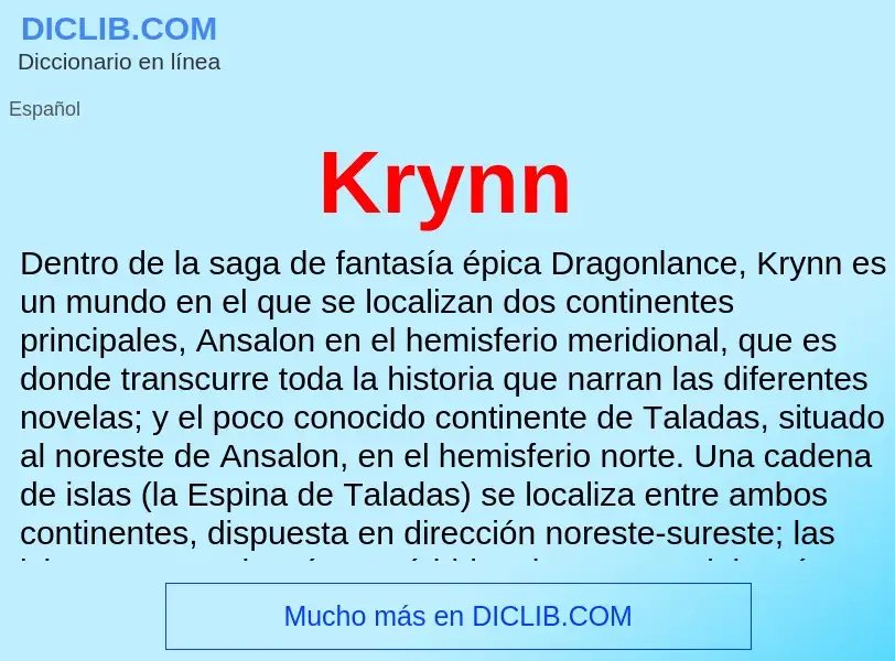 ¿Qué es Krynn? - significado y definición