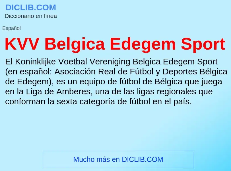 What is KVV Belgica Edegem Sport - definition