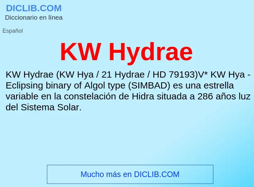 Qu'est-ce que KW Hydrae - définition