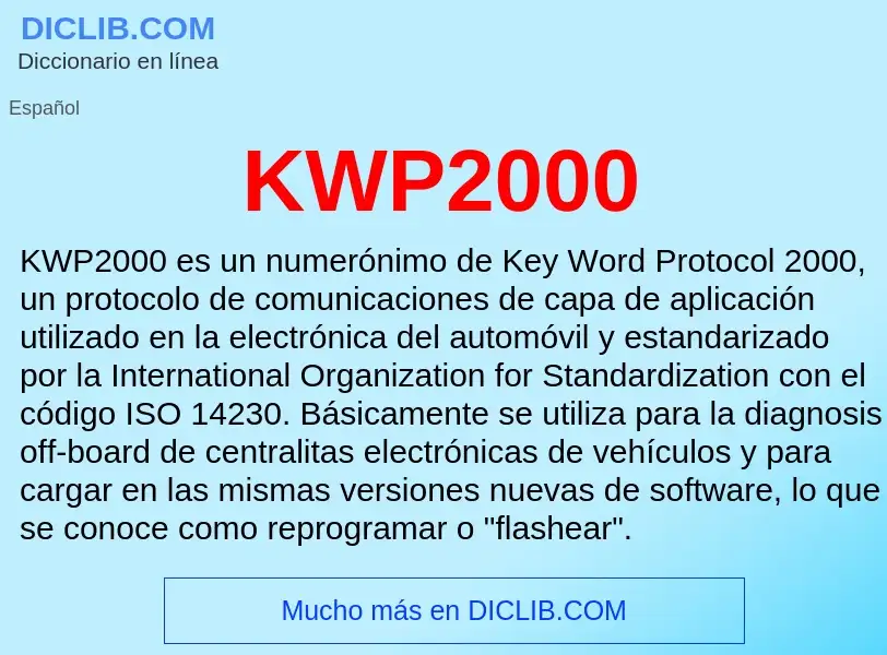 Qu'est-ce que KWP2000 - définition