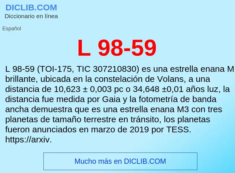 O que é L 98-59 - definição, significado, conceito