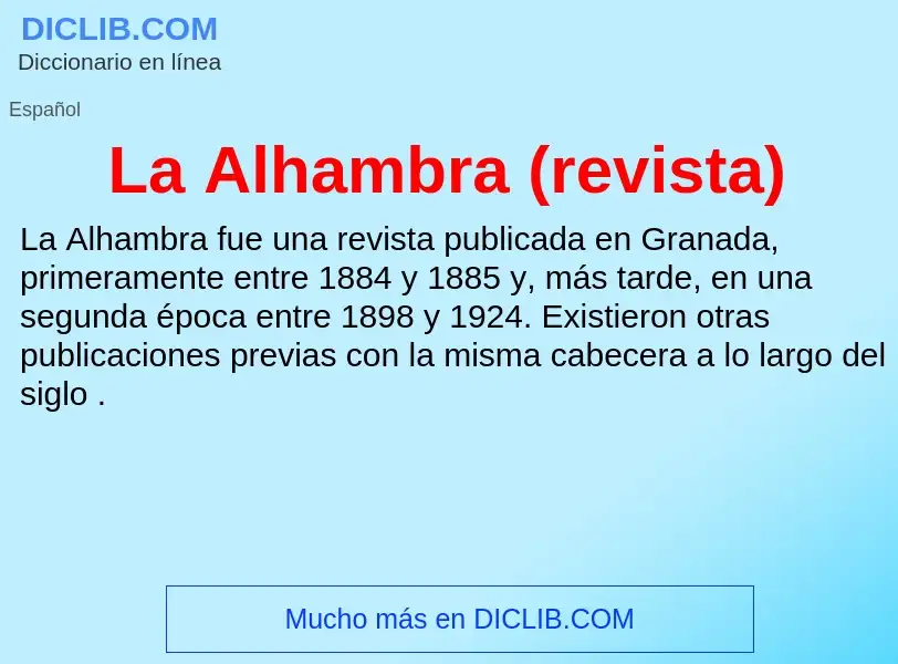 What is La Alhambra (revista) - definition