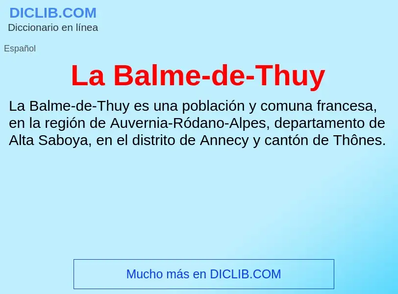 Τι είναι La Balme-de-Thuy - ορισμός