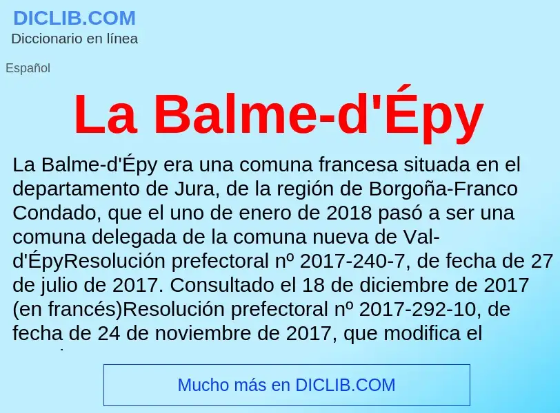 Τι είναι La Balme-d'Épy - ορισμός