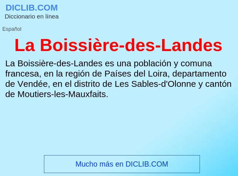 What is La Boissière-des-Landes - definition