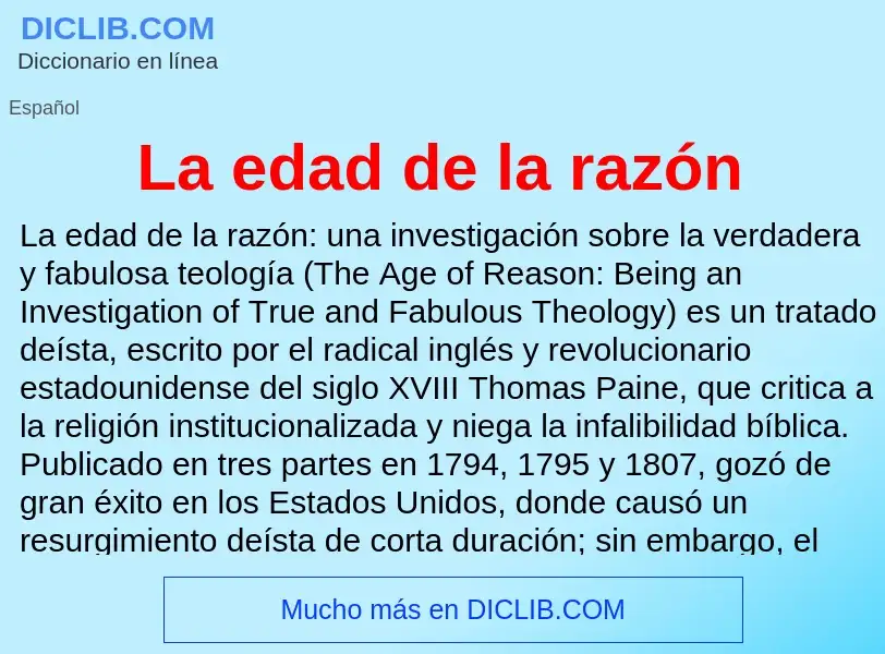 ¿Qué es La edad de la razón? - significado y definición