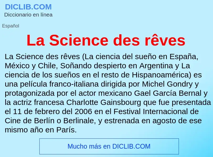 Che cos'è La Science des rêves - definizione