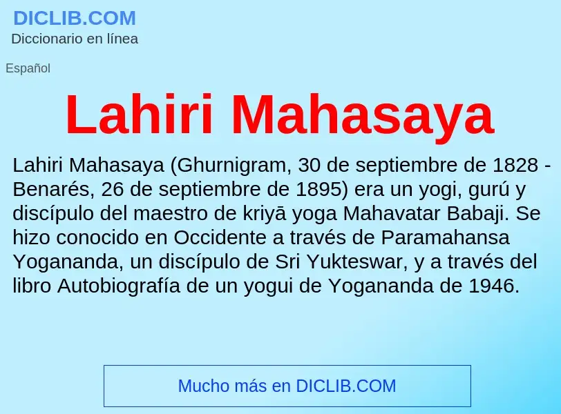 What is Lahiri Mahasaya - definition