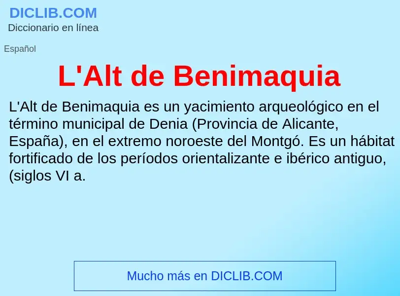 O que é L'Alt de Benimaquia - definição, significado, conceito