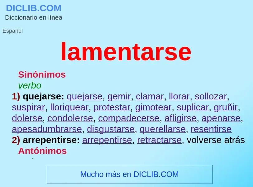 Qu'est-ce que lamentarse - définition