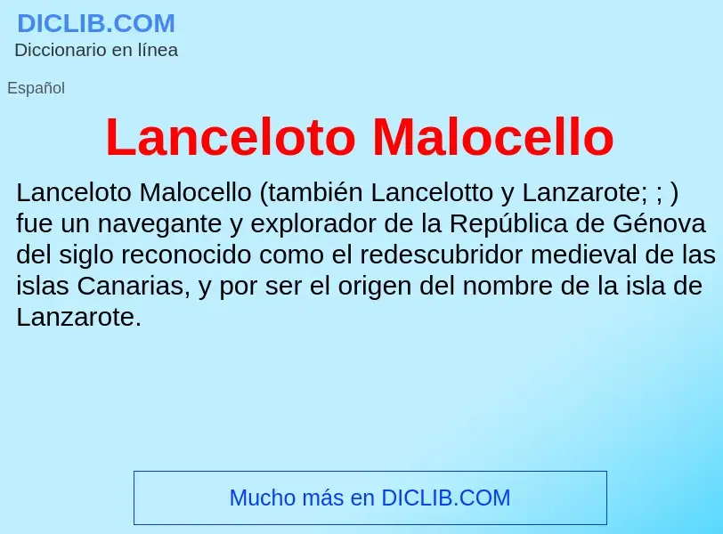 ¿Qué es Lanceloto Malocello? - significado y definición