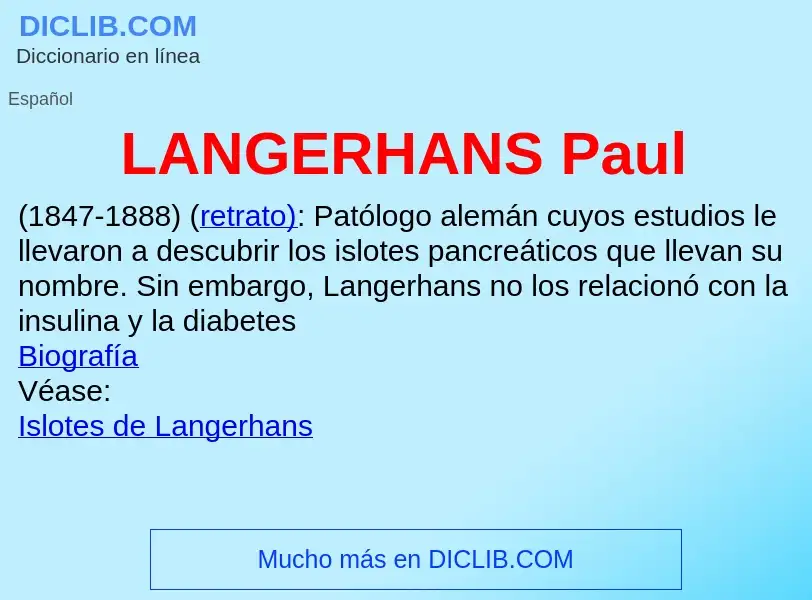 What is LANGERHANS  Paul - meaning and definition