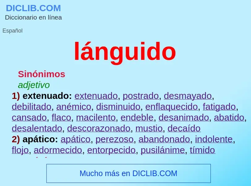 What is lánguido - meaning and definition