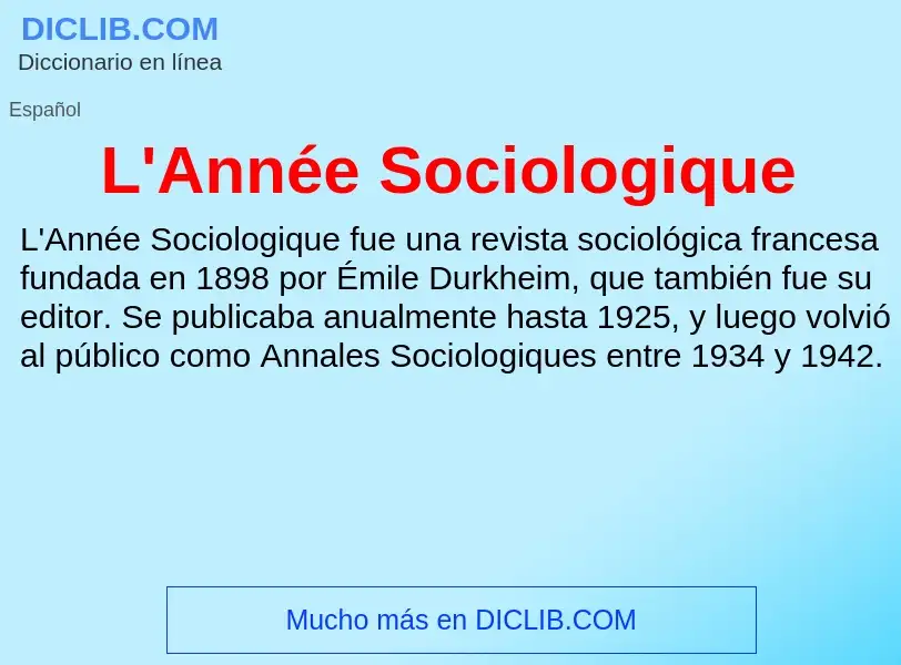 O que é L'Année Sociologique - definição, significado, conceito